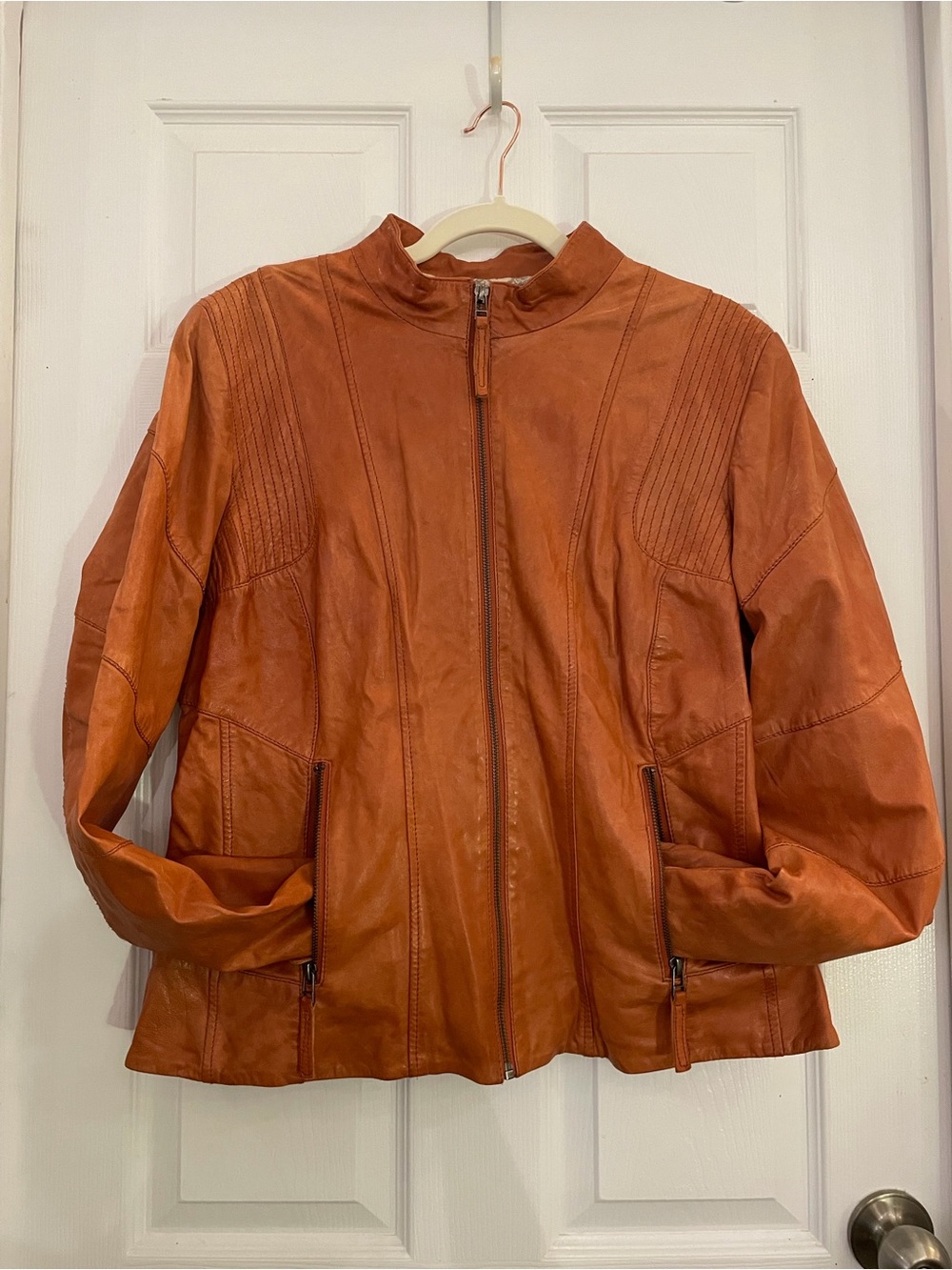 Danier Women’s XL Leather Moto Jacket - Rust Orange - Picture 2 of 10